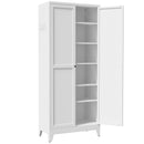75' White Metal Kitchen Pantry Cabinet Adjustable Storage with 5 Shelves (110lb Capacity), Freestanding Kitchen Storage Cabinet with Adjustable Shelves, Dishware in Kitchen, Pantry, Dining Room