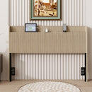 Fluted Headboard with Charging Storage Compartment, Adjustable Metal Support Legs, Vertical Slat Wood Headboard for Twin Full Queen Size Bed, Freestanding Farmhouse Bed Headboard fo(Golden Oak, Queen)
