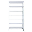 7 Tier Metal Shelf Wire Shelving Unit, 2450lbs Heavy Duty Adjustable Storage Rack with Wheels & Shelf Liners for Closet Kitchen Garage Basement Commercial Shelving - 81.5' H x 48' L x 18' D white
