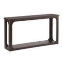 55'  Espresso Minimalist Console Table  with Open Arch Cutouts, Rounded Corners, Solid Wood Legs, Wood Veneer, Sturdy Bottom Shelf, Transitional Entryway Sofa Table for Living Room Hallway