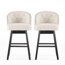 360 Degree Swivel Bar Stool with Stunning Nailhead Trim, Set of 2, Beige