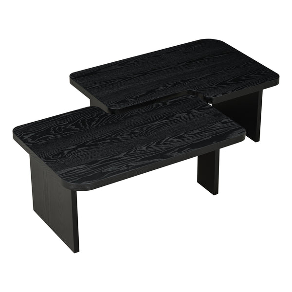 U-Can Modern Minimalist Coffee Table Set, Rectangle Coffee Table with Splicing Design, Multifunctional Combination Table for Living Room