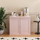 Kitchen Storage Cabinet with Double Doors, Coffee Bar Cabinet with Adjustable Shelves, Sideboard Buffet for Dining Room, Living Room or Entryway, Pink