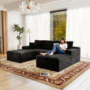 104.3*70.8'Modular sectional sofa seat,Upholstered compressed couch for living room,Bedroom,Apartment,No assembly required,3 PC free combination,Plush corduroy fabric,BLACK