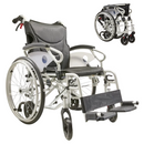 Innovative 6-wheel Transport Wheelchair for Adults - Lightweight Foldable Design with Dual Brakes,Breathable Seat,Anti-backflip Safety - Perfect for Elderly,Disabled,and Post-surgery Recovery - Silver