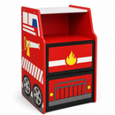 Kids Fire Truck 2-Drawer Nightstand with Open Storage Cubby, Rounded Protective Edge Banding, Bedside Cabinet