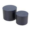 Modern Black MDF Nesting Coffee Table Set with Storage, Walnut Veneer - 2 Pieces Set