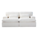 Double Chaise Lounge Chair Indoor,Oversized Upholstered Sleeper Cloud Couch,Deep Seat Luxury Sofa Bed,Sectional Sofa Chaise Love-seat,Corduroy Reading Chair for Living Room,No Assembly Required,White