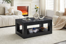 Modern 2-Tier Coffee Table for Living Room Furniture,Rectangular Center Table with Open Storage Shelf.The double layered coffee table is made of MDF material.Stable and Durable,Easy Assembly