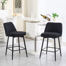 Counter Height Swivel Bar Stools Set of 2, 360° Swivel Upholstered Barstools with Back and Metal Legs, 25.6' Seat Height,Counter Stools for Kitchen Island and Pub,Linen Cloth,Black Linen.