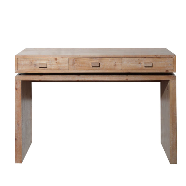 Rustic Natural & Light Brown Finish Wood Console Table with 3 Drawers - 47in Entryway Table for Hallway, Foyer, or Office