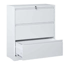 3 Drawer Lateral File Cabinet, 35.4 Inch Wide Metal Filing Cabinet, Locking Heavy Duty File Cabinet for Home Office, Anti-Tip Safety Interlock, Vertical Storage for Letter/Legal/A4 Files