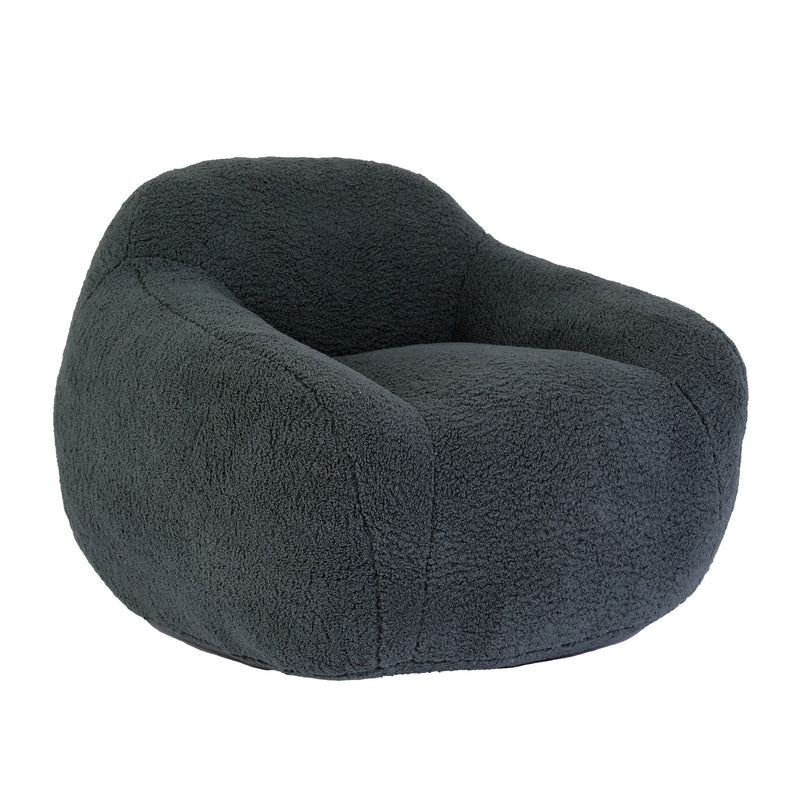 Giant Bean Bag Chair for Adults, Spacious Memory Foam Bean Bag Sofa with Armrests in Light Grayish Green Teddy Fabric, Comfy Seating for Living Room or Bedroom