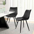 Ergonomic chair with rubberwood frame covered in polyurethane synthetic leather, set of 2, BLACK