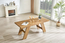 71×31.5inches Light Wood Grain MDF Splicing Rectangular Dining Table.Double-panel outward-sloping table legs.Modern dining table for home use. Accommodates 6-8 people,versatile for multiple scenarios.