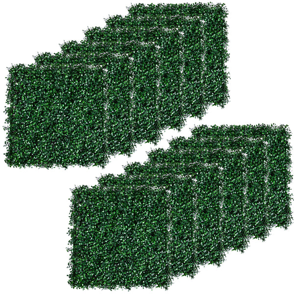 Outsunny Grass Wall Panels, 20' x 20' Artificial Grass Wall Decor,Greenery Backdrop Panels Wall for Outdoor, Indoor, Garden, Fence, Backyard, Dark Green