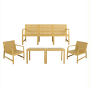 5-piece Indoor/Outdoor Furniture Set - 3-seater Sofa, 2 Chairs and 2 Coffee Tables,Waterproof and Durable,71.26*27.17*29.92in/24.61*27.17*29.92in/19.69×19.69×14.96in, Brick Yellow, PP