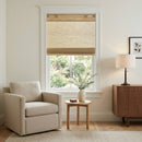 1 Piece 35x64' No Drill Natural Woven Light Filtering Cordless Roman Shade,Neutral