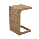 Modern C-Shape End Table Brown Acacia Wood Patio Furniture