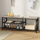Vividwood Entryway Storage Bench with Shoe Rack, 47.2' Wide Hallway Bench with Seating, Rustic Wood Top & Metal Frame, 2-Tier Shoe Organizer for Entryway, Bedroom, or Living Room, Weathered Wood