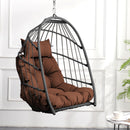 Outdoor garden rattan egg swing chair hanging chair PE hanging chair  brown