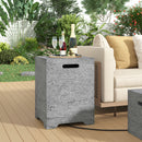 U_STYLE Outdoor 15.75''MGO Propane Tank Cover Table,Lightweight 20 lbs Propane Tank Holder with Handles on Both Sides & Groove Hole at The Bottom,Fire Side Table for Gas Fire Pits,No Assembly Needed