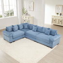 Oversized Cloud Modular Sectional Couch,Convertible Sectional Couches Deep Seat Extra-Wide Armrests, 13Throw Pillows Premium Corduroy Fabric, Ergonomic Design,Easy Assembly, For Living Rooms,Blue