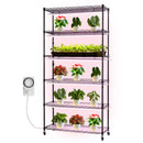 Plant Shelf with Grow Light, 6-Tier Indoor Plant Stand, 71in Tall Indoor Plants Display Rack with Wheels & Timer, 150W 3800K Full Spectrum Grow Lights, Metal Flower Pot Holder for Seed Starting