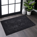 MAVAL Black Washable Rug 2' x 3' Doormat Rug (Black+Gray, 2' x 3')