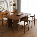 78 Inch Long Dining Table Set for 4 in Natural Wood Veneer, Rectangular MDF Kitchen Table with Storage Base & 4 PU Cushioned Chairs, Modern Rustic Dining Set for Kitchen and Dining Room