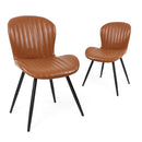 Dining Chairs Set of 2,Modern Leather Upholstered Chairs with Comfy Backrest and Sturdy Metal Legs 20' Bean-BROWN