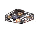 20'' Square Fabric Farmhouse Flush Mount Ceiling Fan .Bladeless Ceiling Fan 6 Speed Reversible with  Remote Control,Flush Mount  Ceiling Fan for Bedroom, Living Room--NOT Included Bulbs--Matte Black