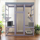 62.6' Wooden Catio for Cats, Large Cat Enclosure with Waterproof cover, 2 Napping House, Platforms & Galvanized Metal Wire – Secure Pet Cage Shelter