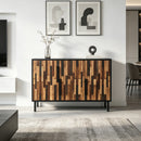 47.24' Sideboard With Straight Wood Pattern, Modern Accent Cabinet