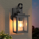 1 - Light 12''H Black Iron Tempered Glass 𝗜𝗻𝗰𝗹𝘂𝗱𝗲𝘀 𝗕𝘂𝗹𝗯 Outdoor Wall Light with Dusk to Dawn