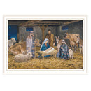 Trendy Decor 4U The Greatest Gift of All - The Birth of Christ White Framed Wall Art for Living Room, Nativity Wall Art Print for Home Decor, Bedroom Wall Art by Bonnie Mohr