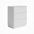 White 3 Drawer Modern Nightstand - Large Wood Bedroom Side Table with Matte Finish, 23.6' Wide