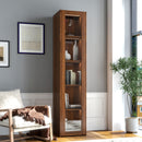 Display Cabinet with Glass Doors, Curio Storage Cabinet with 5 Shelves, Bookcase with LED Lights