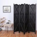 Country Style 4 Panel Arc Top Room Divider Wood Frame Classic X-Shaped Panel Room Divider, Black