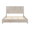 Solid Wood King Platform Bed Frame with Tall Headboard, Beige Solid Wood Bed, No Box Spring Needed