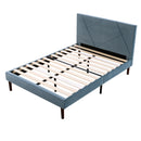 King Size Velvet Upholstered Bed Frame with Solid Wood Slats, Sturdy Platform Bed with Headboard for Bedroom
