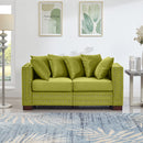 Modern Design Living Room Sofa Square armrest with Silver Nails Decoration Upholstered Velvet Loveseat Green