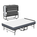 75'x46' Wide Folding Bed with Adjustable Headboard, Extra Long Rollaway Bed for Tall People, 5' Memory Foam Mattress, Heavy-Duty Guest Bed on Wheels, Spacious Twin Cot