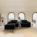 104.3' Cloud Sectional Couch with L-Shape Chaise,Modern Modular Sofa with Deep Seat, Upholstered Couches for Living Room Bedroom,No Assembly Required, Black(Plush Corduroy Fabric)