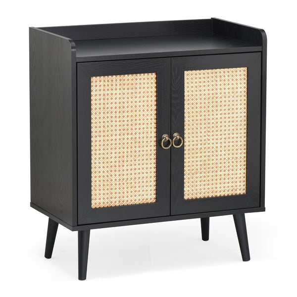 Sideboard Buffet Cabinet with Storage, Bar Liquor Cabinet with Rattan Decorated Doors, Credenza Console Tablefor Dining Room, Living Room,Hallway