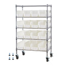 5-Tier Rolling Bin Storage Rack, 16 Organizer Bins, Bin Rack Storage Steel Wire Shelving System with Wheels, Mobile Tool Organizer for Garage, Warehouse, Office, Restaurant, Classroom, Kitchen