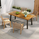 Outdoor Dining Set – Premium Acacia Wood Della Table & Wicker Chairs with Cream Cushion for Comfortable Dining Experience,Suitable for large gatherings(1 Table + 4 Chairs)