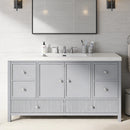 60' Bathroom Vanity with Separate Sink, Modern Large Storage Bathroom Vanity with Soft Close Doors and 4 Drawers, Gray Blue