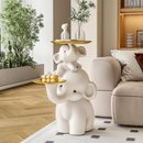 Elephant Shaped Side Table with Two Trays, Stylish Resin End Tables, Cute Small Accent Table, Modern Coffee Table for Living Room, Bedroom, Patio