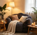 Large single petal cloud comfortable lazy sofa chair, suitable for adults and children Artificial rabbit velvet fabric large petal sofa and chair, suitable for bedroom, living room and gaming